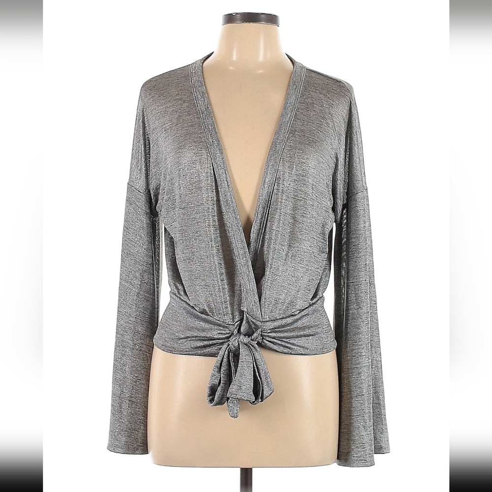 Willow & Root Silver Shimmer Wrap Top - Size Large